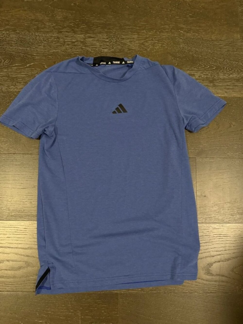 adidas Short-Sleeve Athletic Tee in Blue with Black Logo